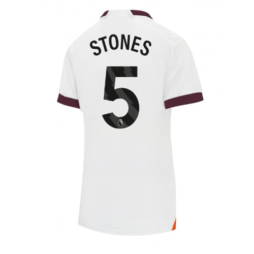 Fotballdrakt Dame Manchester City John Stones #5 Bortedrakt 2023-24 Kortermet